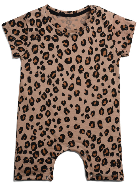 Leopard Themed Cotton Romper (Beige)