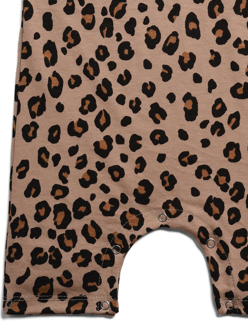 Leopard Themed Cotton Romper (Beige)