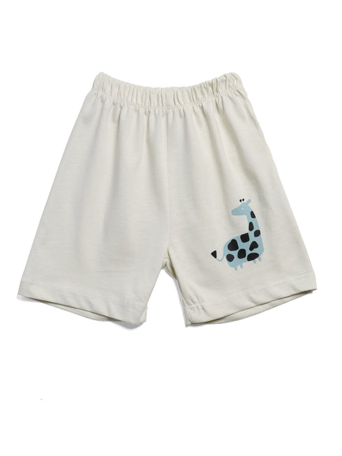 New Born Gentle Giraffe Cotton Short Set (Vanilla Mist)