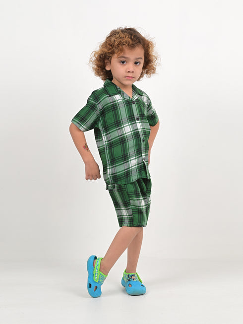 Plaid Imported Linen Set (Green)