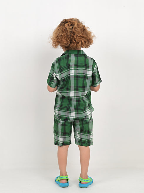 Plaid Imported Linen Set (Green)