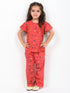Frill Sleeves Cherry Blossom Cotton Trouser Set (Hot Pink)
