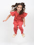 Frill Sleeves Cherry Blossom Cotton Trouser Set (Hot Pink)