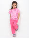 Frill Sleeves Blossom Flutter Cotton Trouser Set (Pink & Dark Pink)