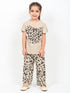 Frill Sleeves Spotted Minnie Cotton Trouser Set (Beige)