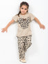 Frill Sleeves Spotted Minnie Cotton Trouser Set (Beige)
