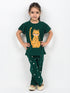 Frill Sleeves Tiny Leopard Cotton Trouser Set (Dark Green)