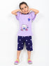 Frill Sleeves Love Bear Cotton Short Set (Lilac & Purple)