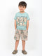 Happy Being Me Cotton Short Set (Mint Green & Beige)