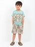 Happy Being Me Cotton Short Set (Mint Green & Beige)