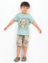 Happy Being Me Cotton Short Set (Mint Green & Beige)