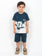 Mickey Themed Cotton Short Set (Dark Green & White)