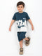 Mickey Themed Cotton Short Set (Dark Green & White)