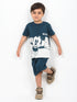 Mickey Themed Cotton Short Set (Dark Green & White)