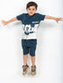 Mickey Themed Cotton Short Set (Dark Green & White)