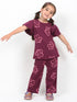 Frill Sleeves Happy Bloom Cotton Trouser Set (Mulberry)