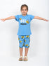 Frill Sleeves Bee Mine Cotton Short Set (Mint Blue)
