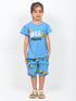Frill Sleeves Bee Mine Cotton Short Set (Mint Blue)