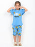Frill Sleeves Bee Mine Cotton Short Set (Mint Blue)