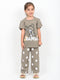 Frill Sleeves Polka Bambi Cotton Trouser Set (Dusty Brown)