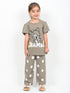 Frill Sleeves Polka Bambi Cotton Trouser Set (Dusty Brown)