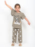 Frill Sleeves Polka Bambi Cotton Trouser Set (Dusty Brown)