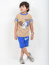The Peanuts Sport Cotton Short Set (Beige & Blue)