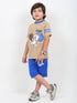 The Peanuts Sport Cotton Short Set (Beige & Blue)