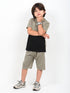 The Little Legend Cotton Short Set (Beige & Black)