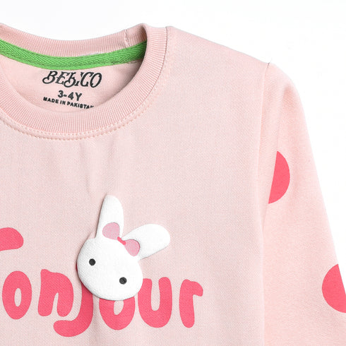 Bonjour Printed Fleece Suit (Pink)