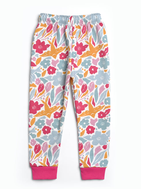 Floral Fleece Suit (Shocking Pink/White)