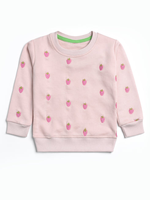 Strawberries Embroidered Fleece Suit