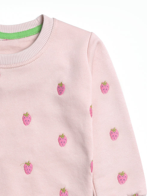 Strawberries Embroidered Fleece Suit