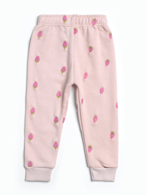 Strawberries Embroidered Fleece Suit