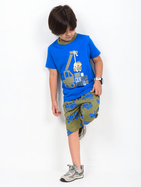 The Heavy Duty Crew Cotton Short Set (Blue & Olive)