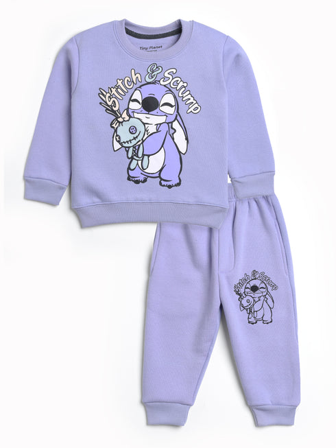 Stitch Printed Fleece Suit (Lilac)