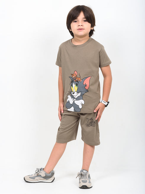 The Tom & Jerry Cotton Short Set (Khaki)
