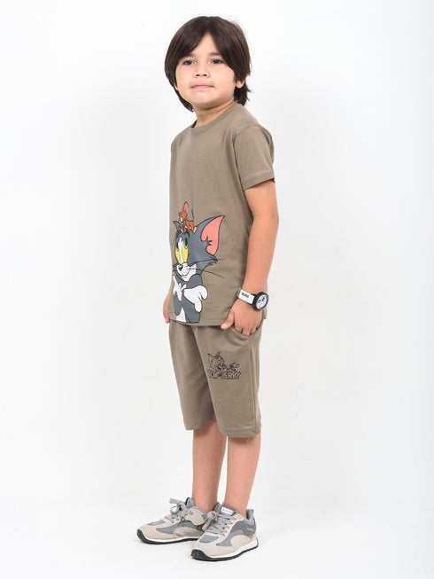 The Tom & Jerry Cotton Short Set (Khaki)
