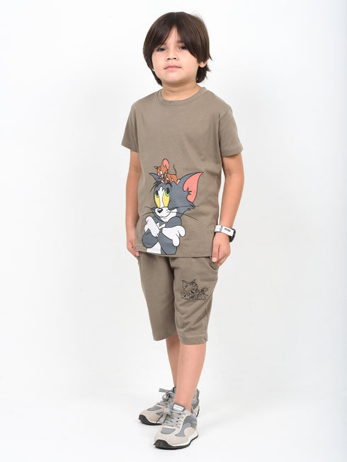 The Tom & Jerry Cotton Short Set (Khaki)
