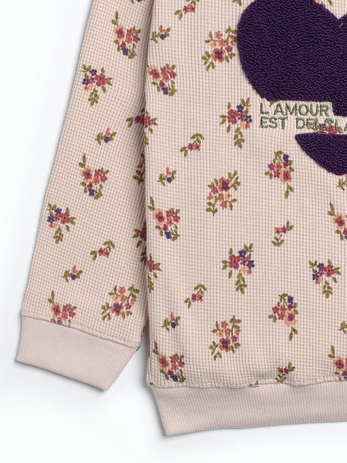 Heart Embossed Rib Sweatshirt