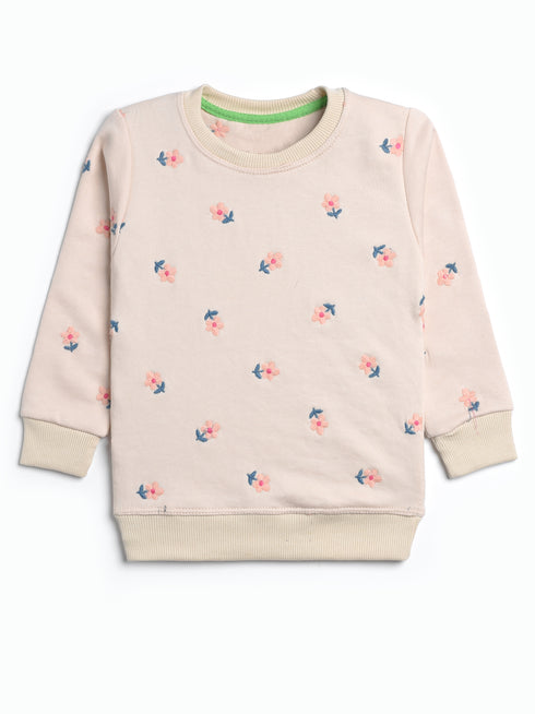 Flowers Embroidered Fleece Suit