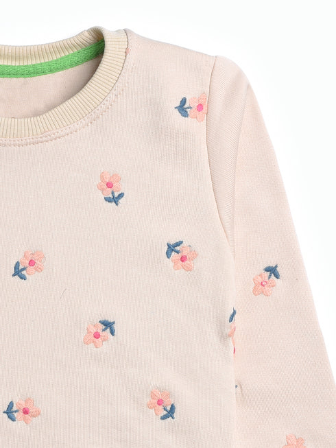 Flowers Embroidered Fleece Suit