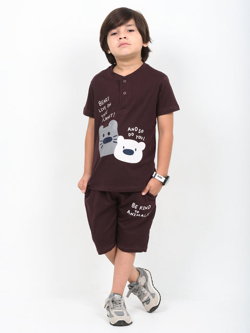 The Kind Planet Cotton Short Set (Cocoa Brown)