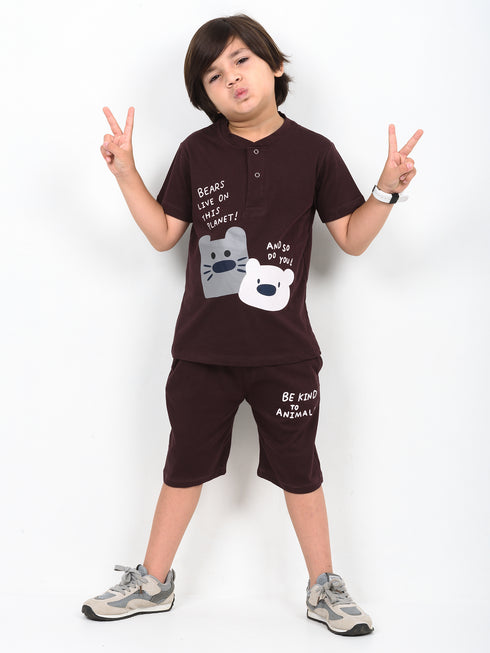 The Kind Planet Cotton Short Set (Cocoa Brown)