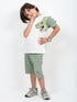 Jurassic Jumper Cotton Short Set (White & Sage Green)