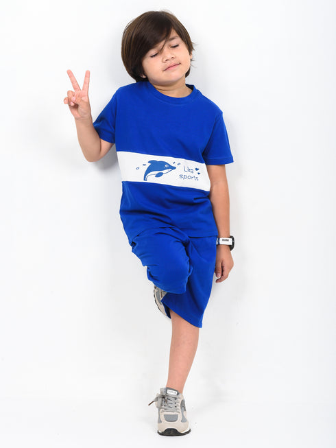 Dolphin Dash Cotton Short Set (Pacific Blue)
