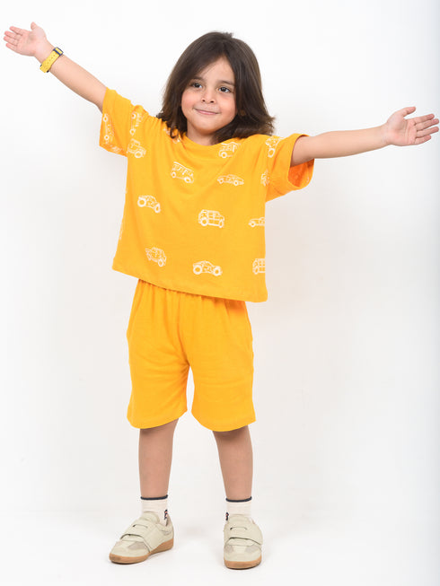 Oversized Tiny Traveller Cotton Short Set (Mango Tango)
