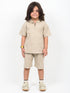 Classic Zip Polo Set (Light Beige)