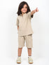 Classic Zip Polo Set (Light Beige)