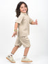 Classic Zip Polo Set (Light Beige)